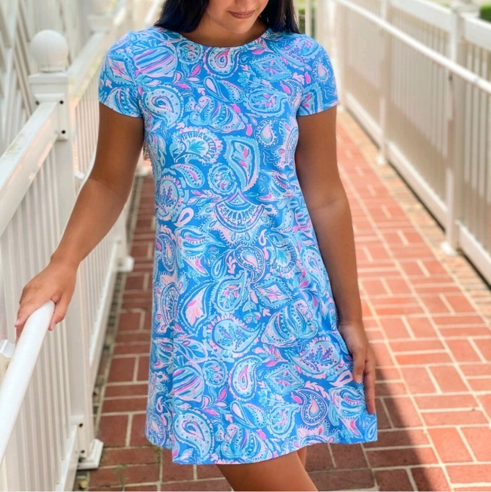 Lilly Pulitzer Cotton kimi Blue Multi Dress XXS Swing Summer